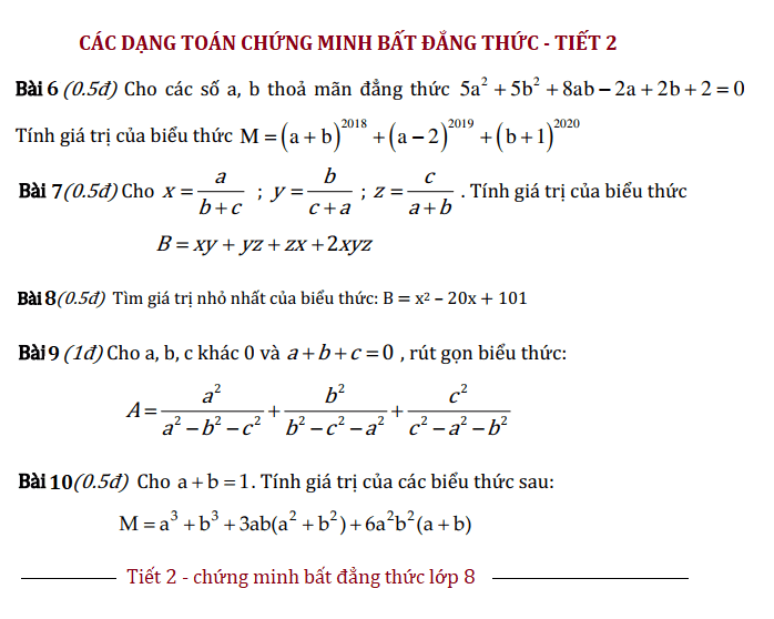 Chứng minh bất đẳng thức lớp 8 - tiết 2