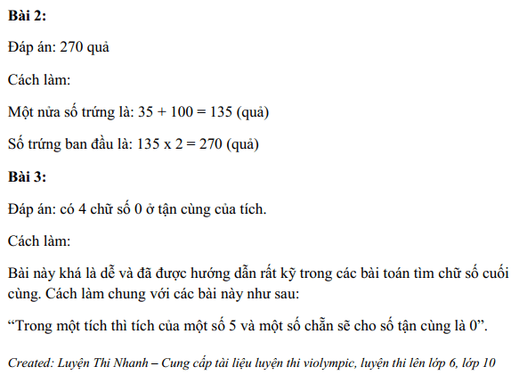 Đáp án đề thi vào lớp 6 trường Lương Thế Vinh 2011 2012