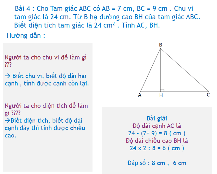 Các bài toán hình tam giác lớp 5 tiết 1