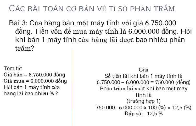 Các bài toán về tỉ số phần trăm toán lớp 5