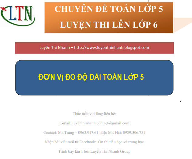 Đơn vị đo độ dài toán lớp 5