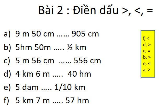 Đơn vị đo độ dài toán lớp 5