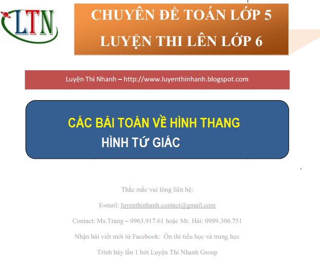 Các bài toán hình thang toán lớp 5 tiết 1