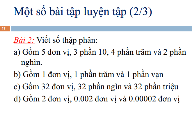 Các bài toán về số thập phân toán lớp 5 nâng cao