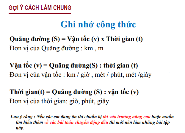 Các bài toán chuyển động đều nâng cao tiết 1
