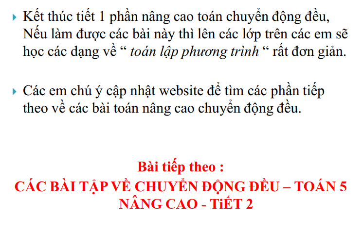 Các bài toán chuyển động đều nâng cao tiết 1