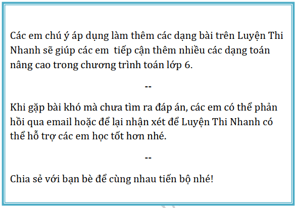 Đề thi toán nâng cao lớp 6 có đáp án