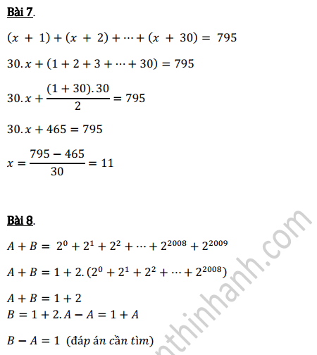 Các dạng toán lũy thừa nâng cao lớp 6 - tiết 2