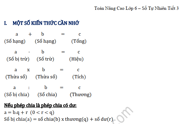 Số tự nhiên toán lớp 6 nâng cao (Tiết 3)