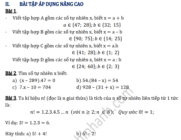 Số tự nhiên toán lớp 6 nâng cao (Tiết 3)