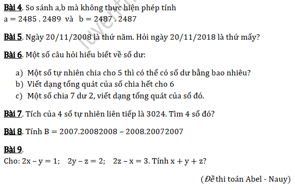 Số tự nhiên toán lớp 6 nâng cao (Tiết 3)