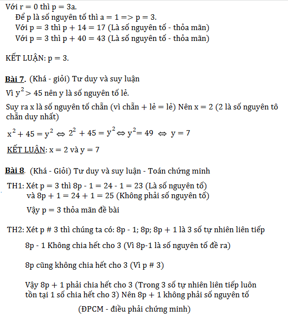 Số nguyên tố và hợp số Toán 6 nâng cao