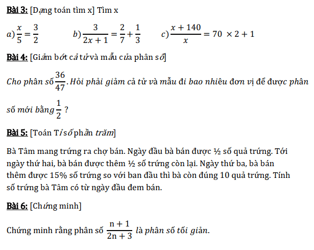 Bài tập phân số toán lớp 5 - tiết 2
