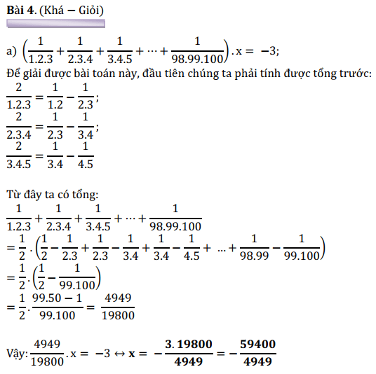 Các bài toán tìm x lớp 6 nâng cao có đáp án
