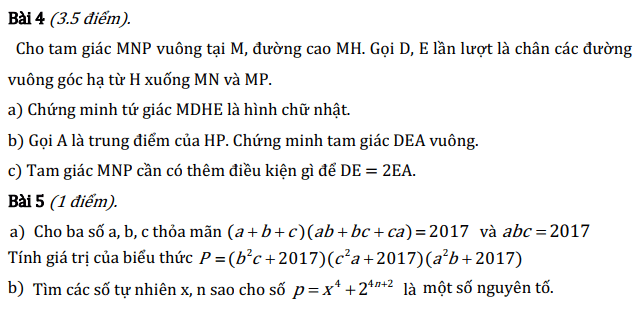 Đề thi toán lớp 8 cuối kỳ có đáp án - LTN08001