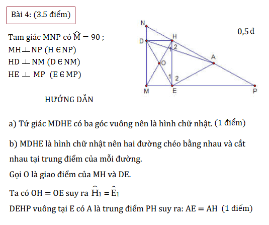 Đề thi toán lớp 8 cuối kỳ có đáp án - LTN08001