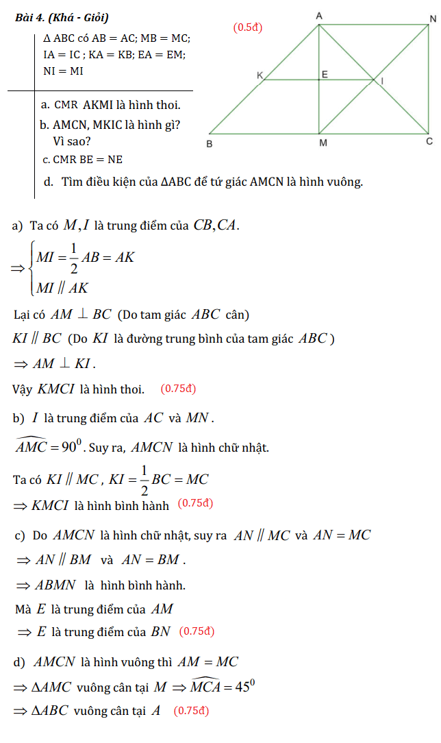 Đề thi học kì 1 lớp 8 môn Toán có đáp án
