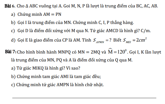 Các dạng toán hình học lớp 8 - tiết 3