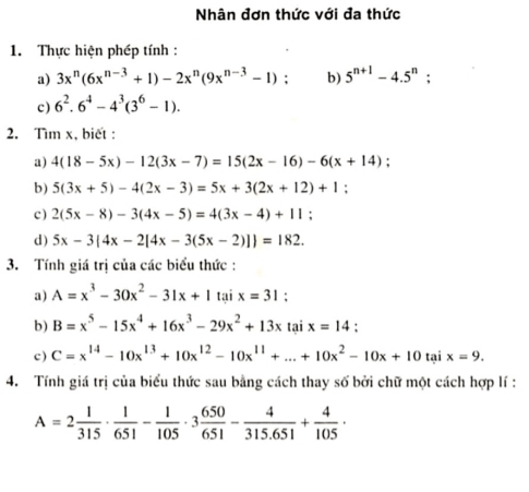 nhân đơn thức với đa thức toán lớp 8