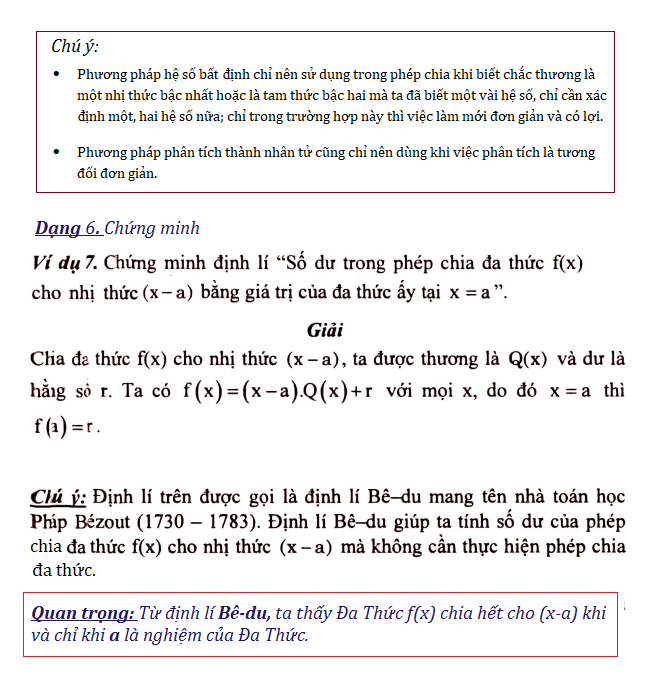 Chia đa thức toán lớp 8