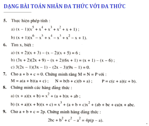 Nhân đa thức với đa thức toán lớp 8