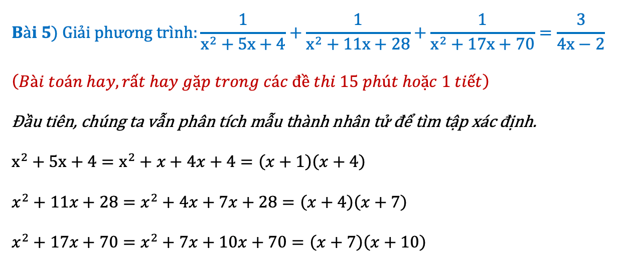 Dạng toán giải phương trình chứa ẩn ở mẫu số lớp 8 nâng cao