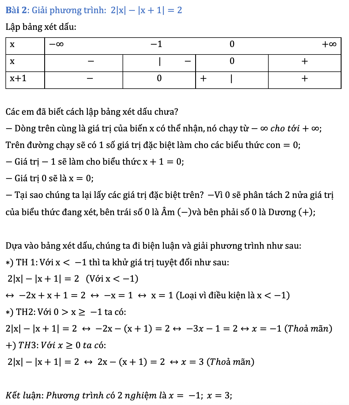 Giải phương trình chứa dấu giá trị tuyệt đối lớp 8