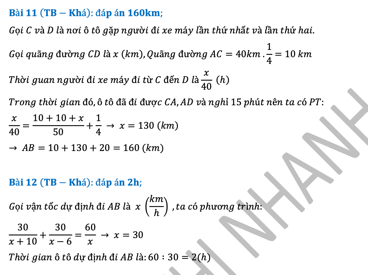 Giải toán bằng cách lập phương trình lớp 8
