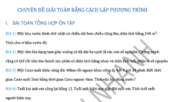 Giải Toán bằng cách lập phương trình lớp 8