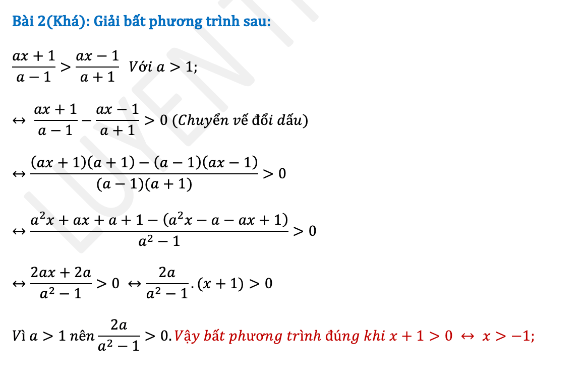 Bất phương trình tích